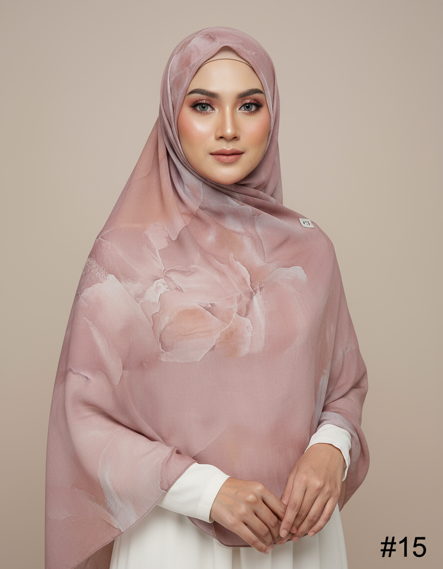 Lightweight Modal Hijab - Watercolor Print Scarf for Women | model wearing | Maha The Label hijab
