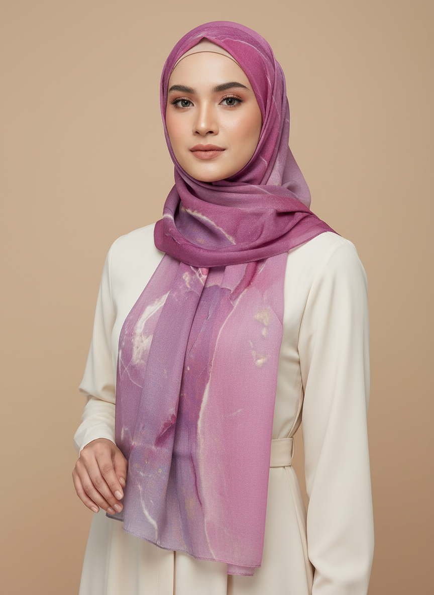 Premium Modal Hijab Scarf - Elegant Ink Print Shawl Wom — color variant | Maha The Label hijab