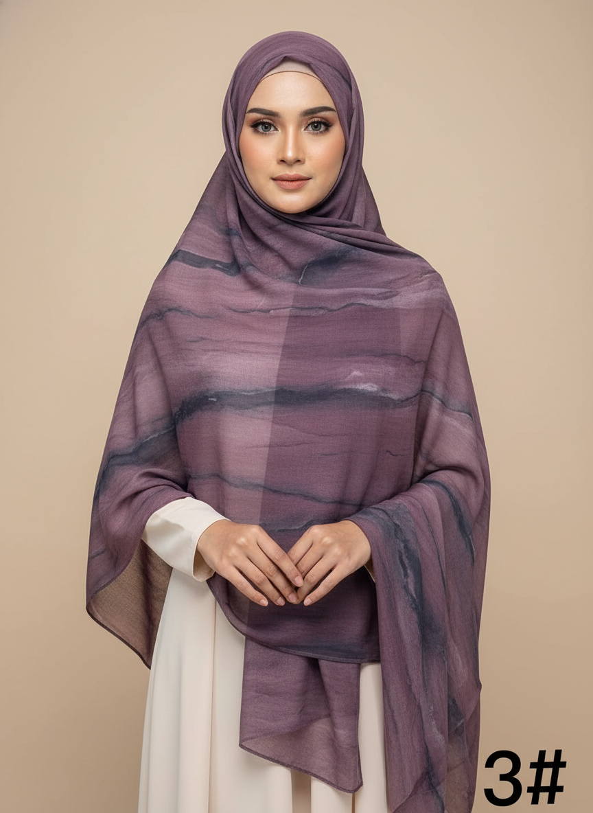 Muslim Hijab Scarf - Soft Modal Ink Print Headscarf for Wome | lifestyle wear | Maha The Label hijab