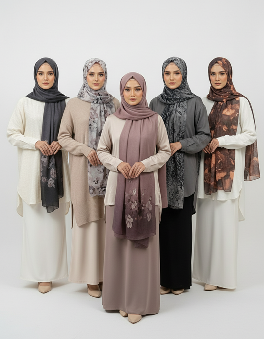 Floral Modal Hijab - Artistic Print Headscarf for Muslim Wom | front view | Maha The Label hijab