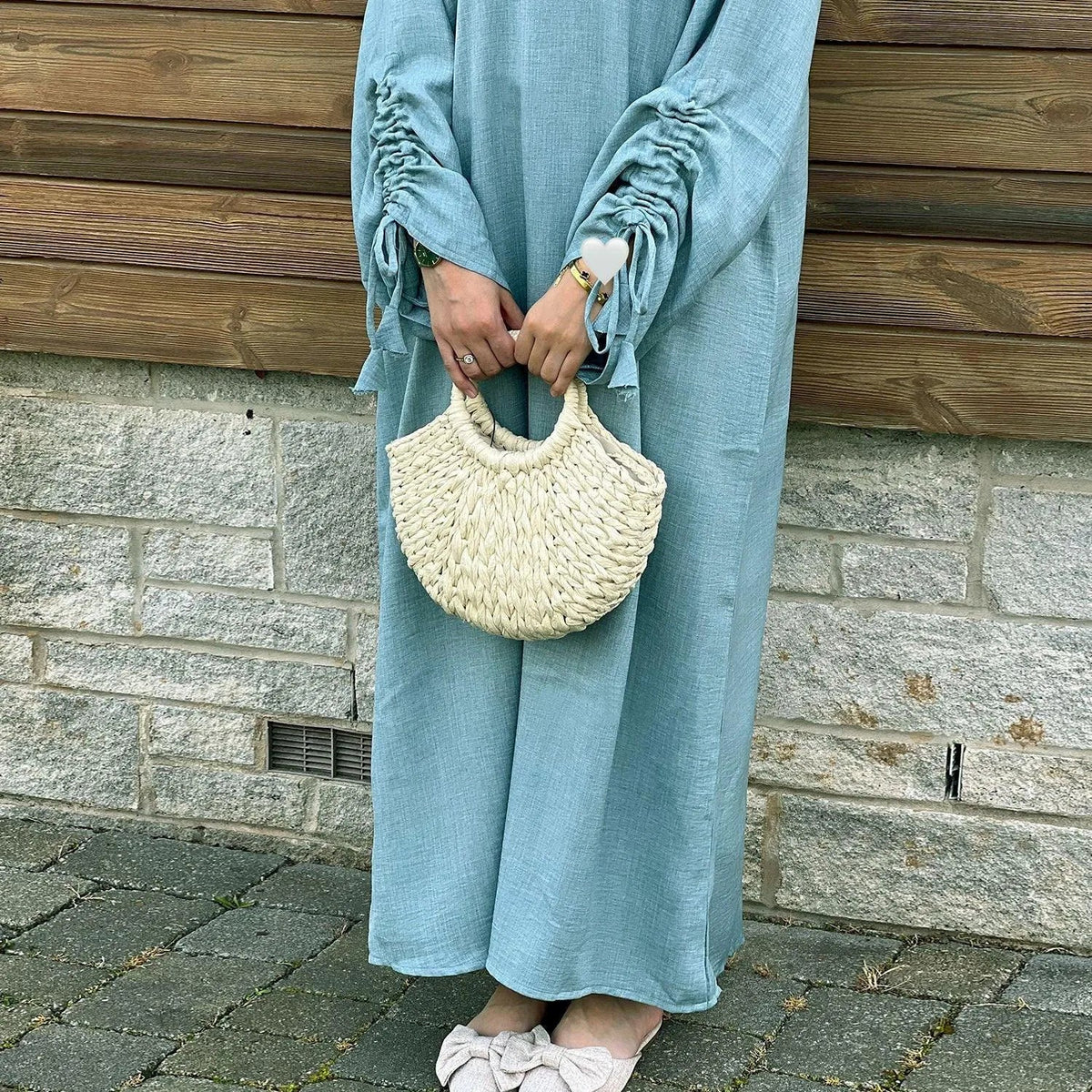 MH37 Ruched Long Sleeve Crepe Linen Slip Dress with Tie Shirring – Modest Occasion Wear