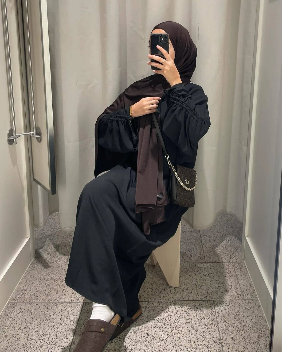 MH37 Ruched Long Sleeve Crepe Linen Slip Dress with Tie Shirring – Modest Occasion Wear