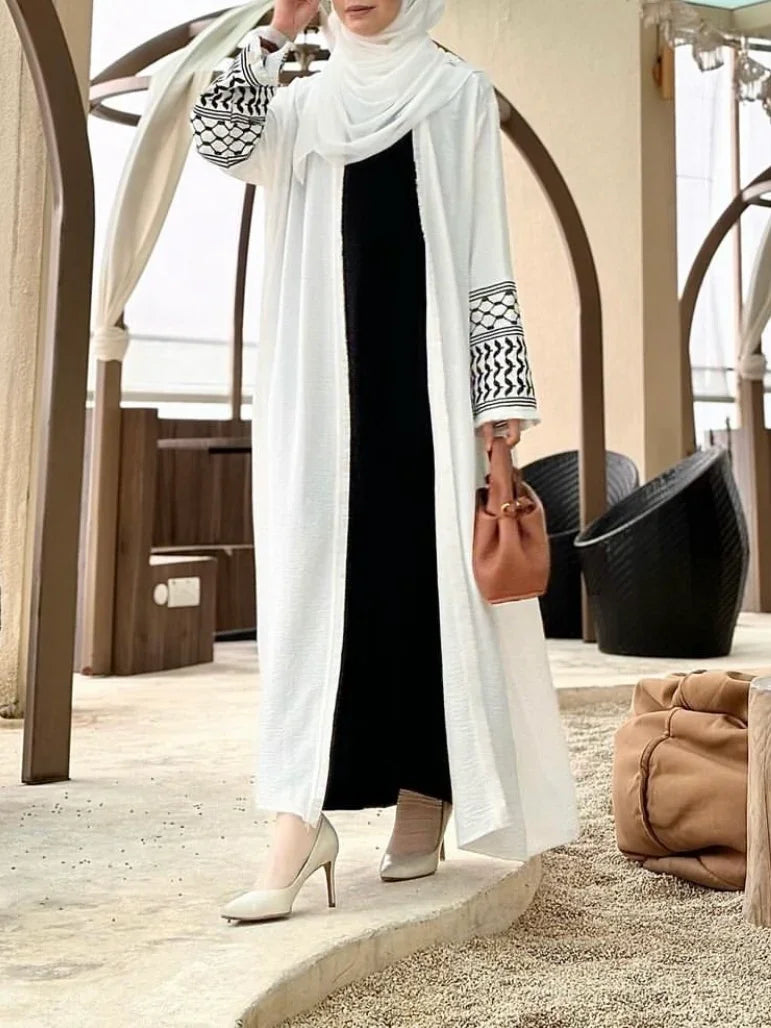 Keffiyeh Kimono Abaya – Belted Robe with Tassels (Cardigan + | color variant | Maha The Label modest fashion outfit