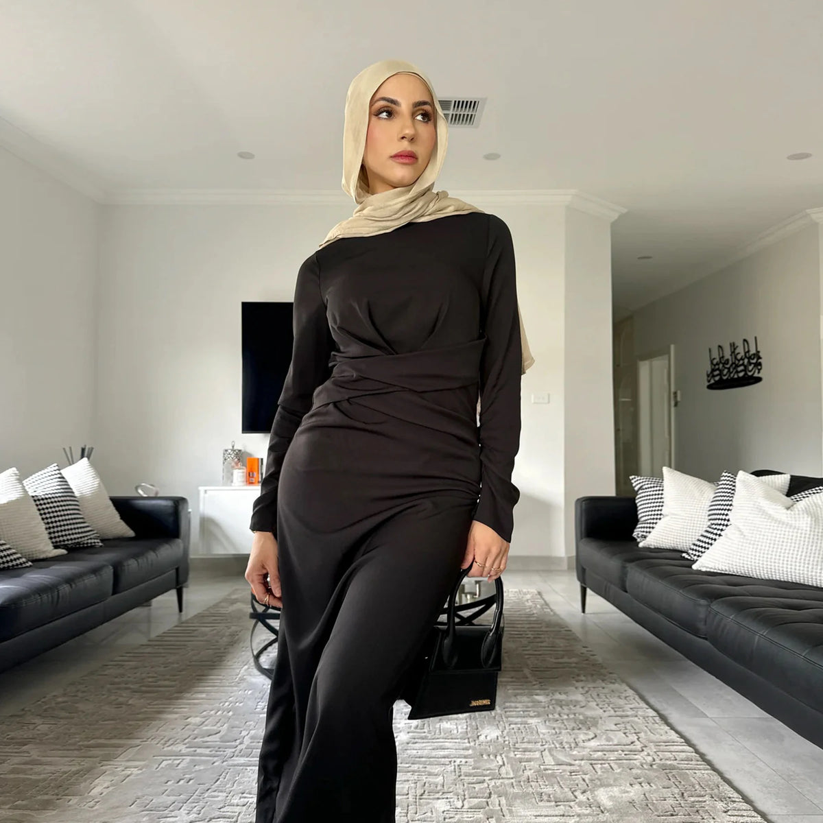 MH24 Winter Double-Sided Velvet Abaya Dress- Modest Islamic Maxi