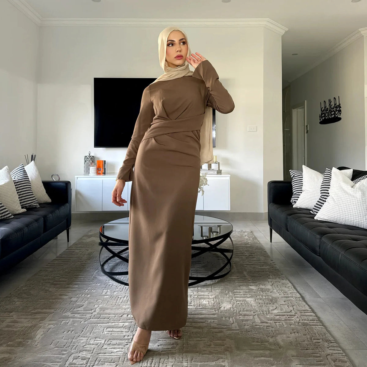 MH24 Winter Double-Sided Velvet Abaya Dress- Modest Islamic Maxi