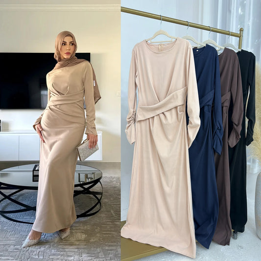 MH24 Winter Double-Sided Velvet Abaya Dress- Modest Islamic Maxi