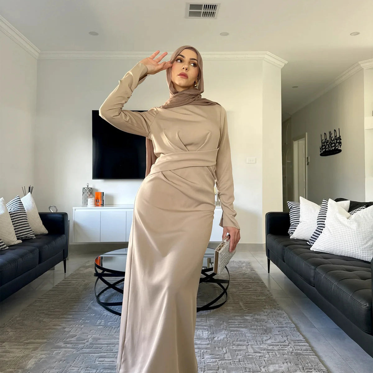 MH24 Winter Double-Sided Velvet Abaya Dress- Modest Islamic Maxi