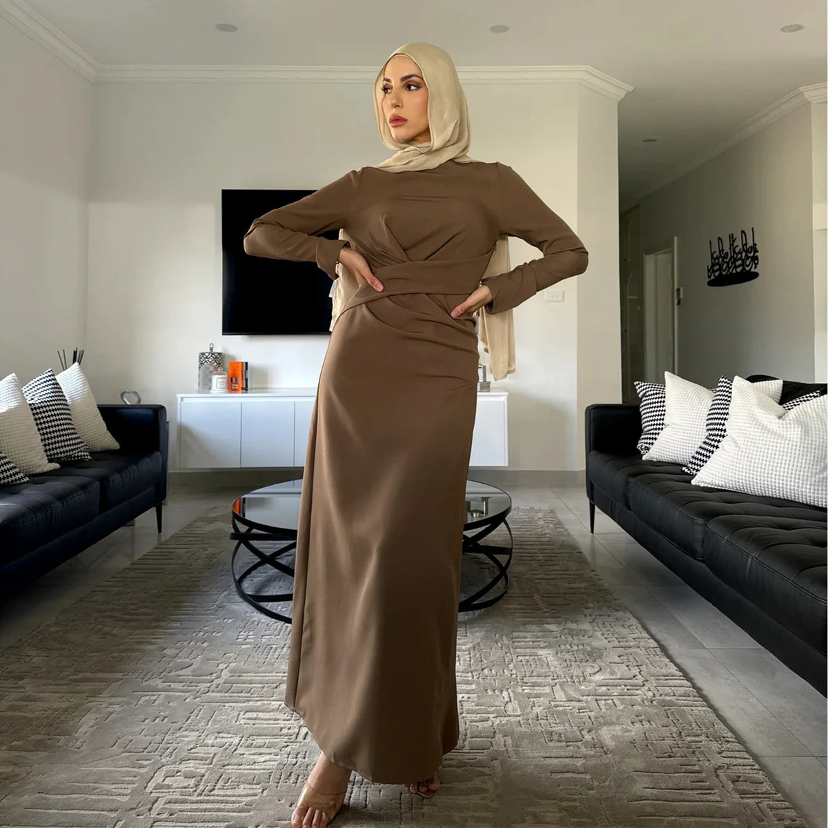 MH24 Winter Double-Sided Velvet Abaya Dress- Modest Islamic Maxi