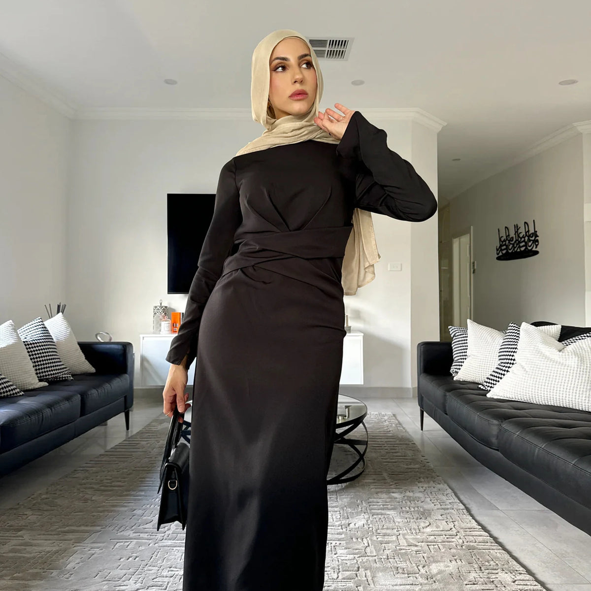 MH24 Winter Double-Sided Velvet Abaya Dress- Modest Islamic Maxi