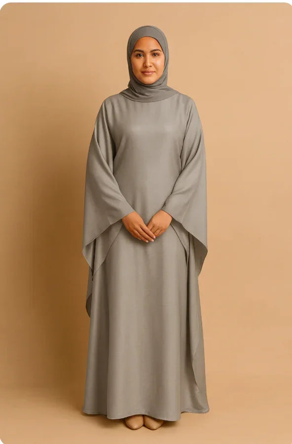 MH44 Plus Size Kaftan Abaya – Shiny Eid & Iftar Batwing Dress with Belt
